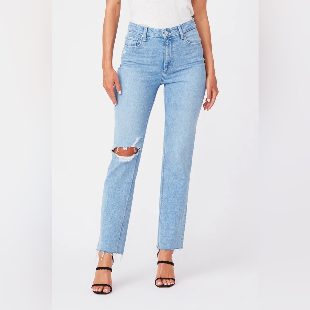 NWOT Paige Stella Jeans in Gnarly Deconstructed‎ Light Blue Distressed Ripped 32